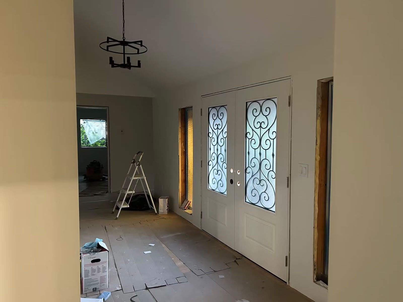 Custom double entryway doors installation