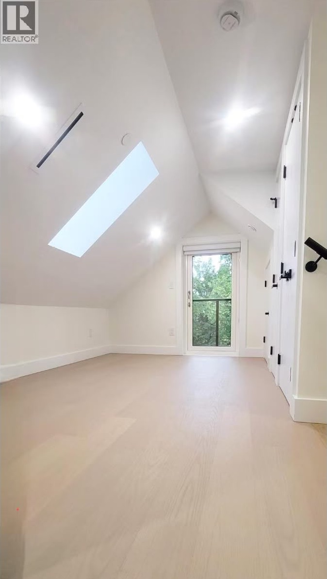 Vaulted attic bedroom with skylight